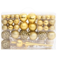 vidaXL 111 Piece Christmas Bauble Set Gold Polystyrene