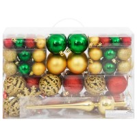 vidaXL 112 Piece Christmas Bauble Set Red / Green / Gold Polystyrene