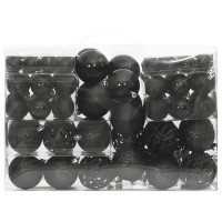 vidaXL 111 Piece Christmas Bauble Set Black Polystyrene