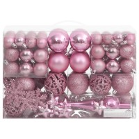 vidaXL 111 Piece Christmas Bauble Set Pink Polystyrene