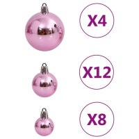 vidaXL 111 Piece Christmas Bauble Set Pink Polystyrene