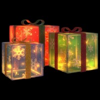 vidaXL Lighted Christmas Boxes 3 pcs 64 LEDs Warm White