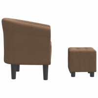 vidaXL Tub Chair with Footstool Brown Fabric