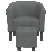 vidaXL Tub Chair with Footstool Dark Gray Fabric