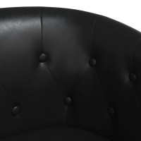 vidaXL Tub Chair with Footstool Black Faux Leather