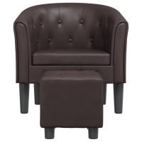 vidaXL Tub Chair with Footstool Brown Faux Leather