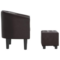 vidaXL Tub Chair with Footstool Brown Faux Leather