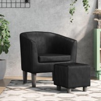 Vidaxl Tub Chair With Footstool Black Faux Leather