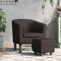 vidaXL Tub Chair with Footstool Brown Faux Leather