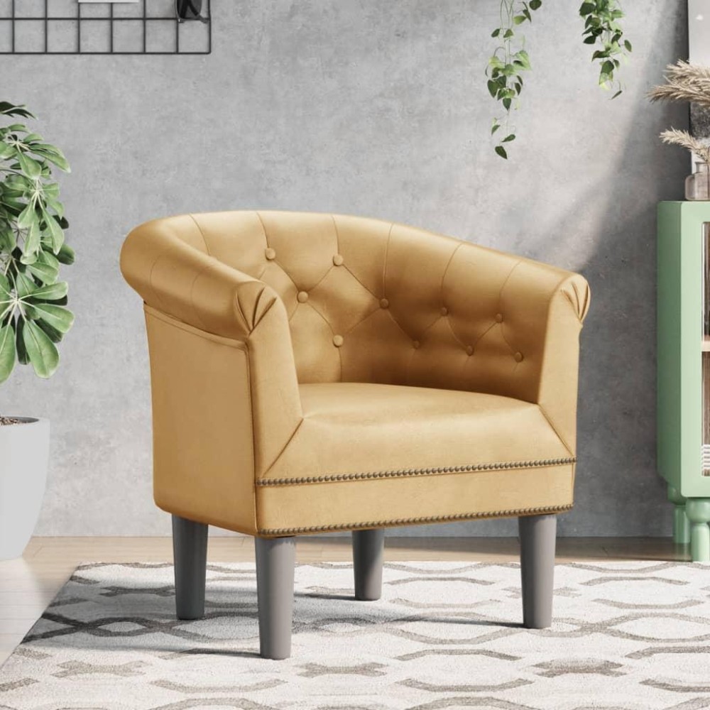 vidaXL Tub Chair Gold Faux Leather