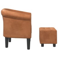 vidaXL Tub Chair with Footstool Brown Faux Leather