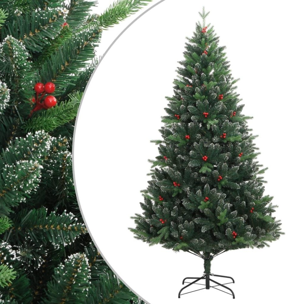 vidaXL Artificial Hinged Christmas Tree with Red Berries 82.7