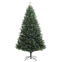 vidaXL Artificial Hinged Christmas Tree with Red Berries 82.7