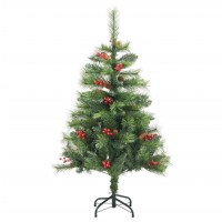 vidaXL Artificial Hinged Christmas Tree with Cones and Berries 59.1