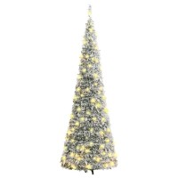 vidaXL Artificial Christmas Tree Pop-up Flocked Snow 200 LEDs 82.7