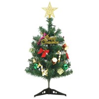 vidaXL Mini Artificial Pre-lit Christmas Tree with 20 LEDs Green 17.7