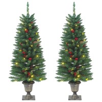 vidaXL Artificial Christmas Trees 2 pcs 100 LEDs Green 47.2