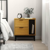 Vidaxl Bedside Cabinet Flam 19.3X13.8X19.7 Solid Wood Pine