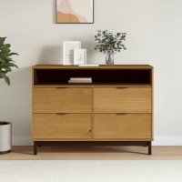 Vidaxl Drawer Cabinet Flam 43.3X15.7X31.5 Solid Wood Pine