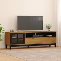 vidaXL TV Stand with Glass Door FLAM 62.2