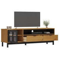 vidaXL TV Stand with Glass Door FLAM 62.2