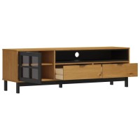 vidaXL TV Stand with Glass Door FLAM 62.2