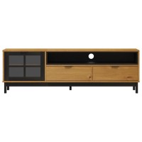 vidaXL TV Stand with Glass Door FLAM 62.2