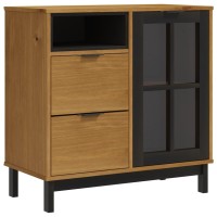 Vidaxl Sideboard With Glass Door Flam 31.5X15.7X31.5 Solid Wood Pine