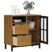 Vidaxl Sideboard With Glass Door Flam 31.5X15.7X31.5 Solid Wood Pine