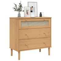 Vidaxl Drawer Cabinet Senja Rattan Look Brown 31.5X15.7X31.5 Solid Wood Pine