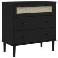 Vidaxl Drawer Cabinet Senja Rattan Look Black 31.5X15.7X31.5 Solid Wood Pine