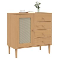 Vidaxl Sideboard Senja Rattan Look Brown 31.5X15.7X31.5 Solid Wood Pine