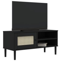 vidaXL TV Stand SENJA Rattan Look Black 41.7