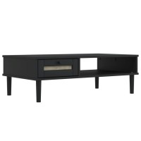 vidaXL Coffee Table SENJA Rattan Look Black 39.4