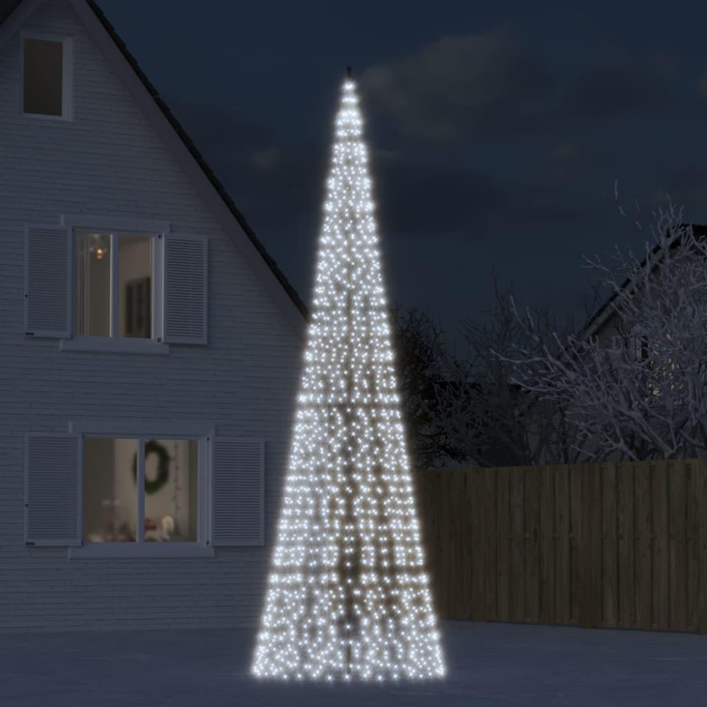 vidaXL Christmas Tree Light on Flagpole 1534 LEDs Cold White 196.9