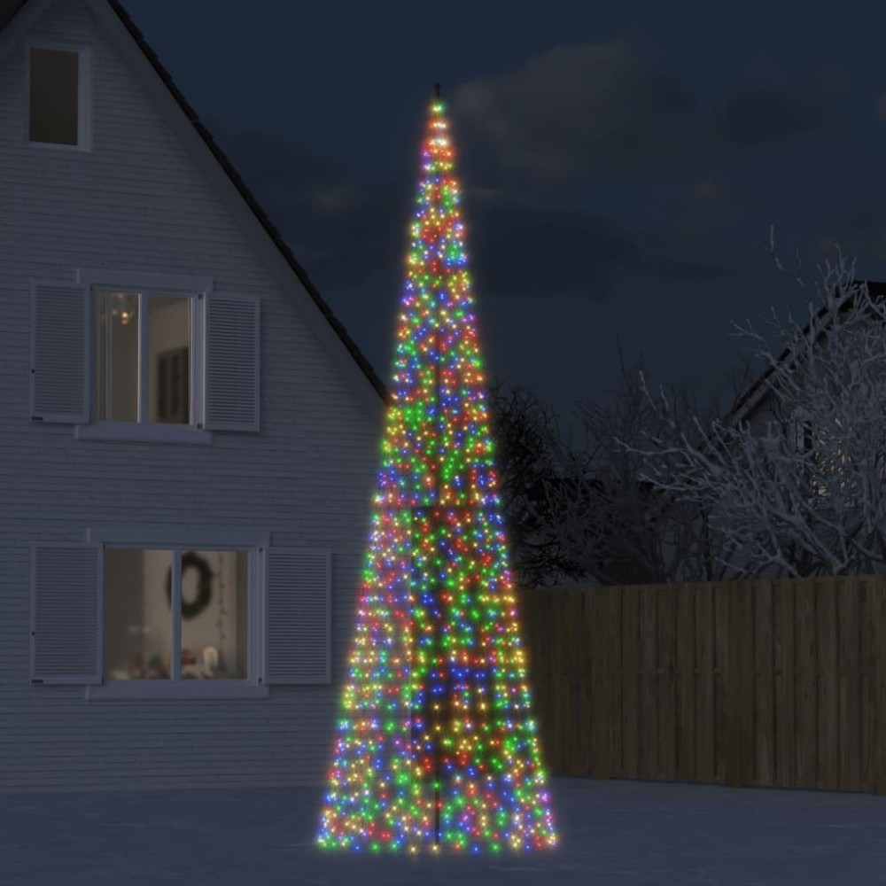 vidaXL Christmas Tree Light on Flagpole 1534 LEDs Colorful 196.9