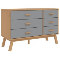 vidaXL Drawer Cabinet OLDEN Gray and Brown Solid Wood Pine