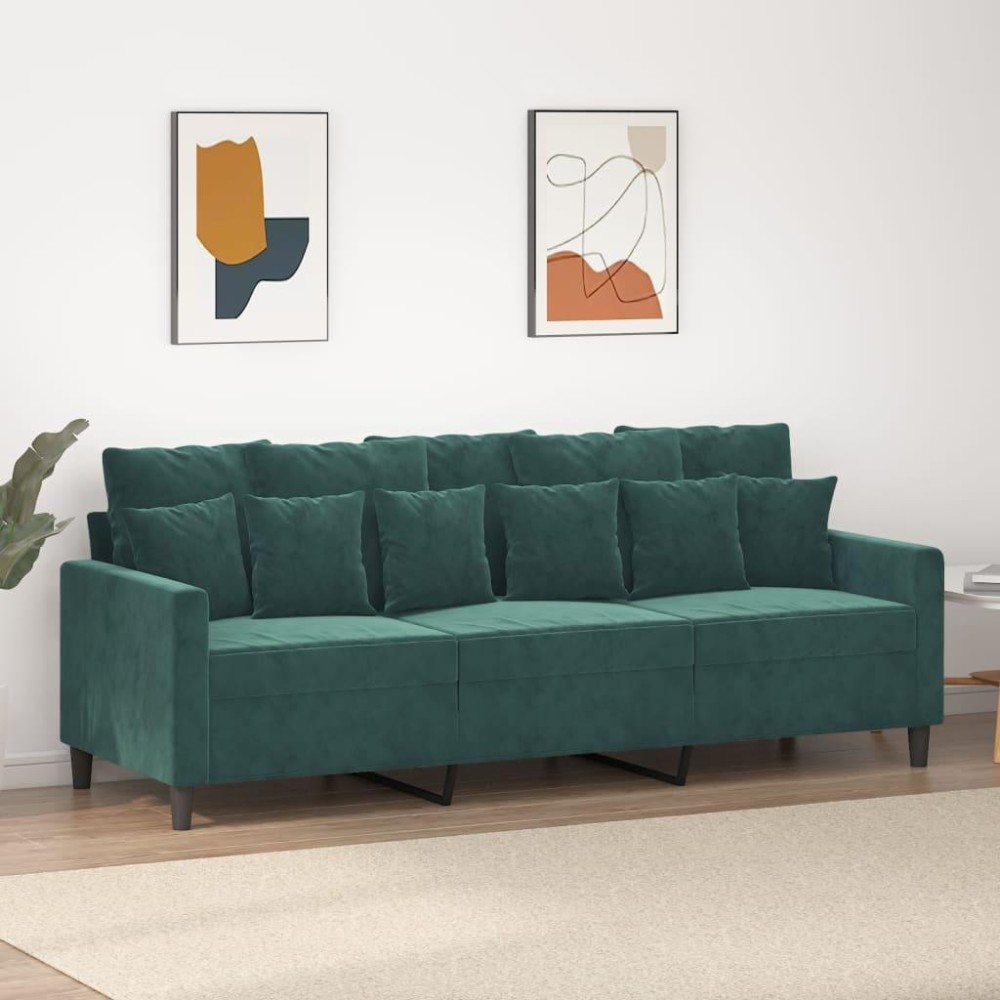 vidaXL 3-Seater Sofa Dark Green 70.9