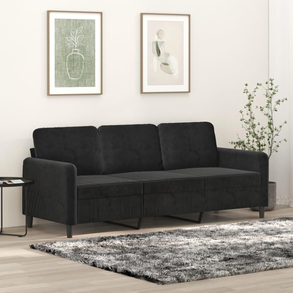 vidaXL 3-Seater Sofa Black 70.9