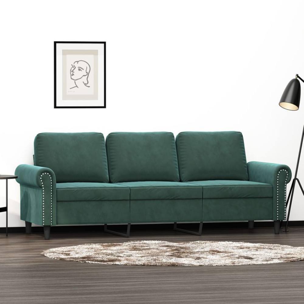 vidaXL 3-Seater Sofa Dark Green 70.9