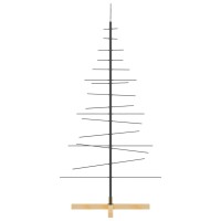 vidaXL Metal Christmas Tree with Wooden Base Black 59.1