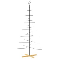 vidaXL Metal Christmas Tree with Wooden Base Black 70.9