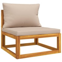 Vidaxl Patio Middle Sofa With Taupe Cushions Solid Wood Acacia