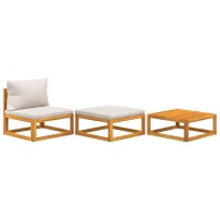 Vidaxl 3 Piece Patio Lounge Set With Cushions Solid Wood Acacia