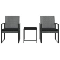 Vidaxl 3 Piece Patio Dining Set With Cushions Dark Gray Pp Rattan