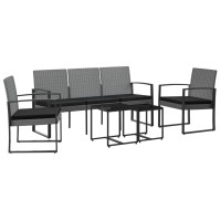 Vidaxl 5 Piece Patio Dining Set With Cushions Dark Gray Pp Rattan