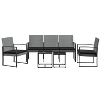 Vidaxl 5 Piece Patio Dining Set With Cushions Dark Gray Pp Rattan