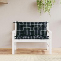 Vidaxl Garden Bench Cushions 2Pcs Black Check Pattern 39.4X19.7X2.8 Fabric
