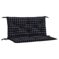 Vidaxl Garden Bench Cushions 2Pcs Black Check Pattern 39.4X19.7X2.8 Fabric