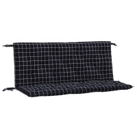 Vidaxl Garden Bench Cushions 2Pcs Black Check Pattern 47.2X19.7X2.8 Fabric